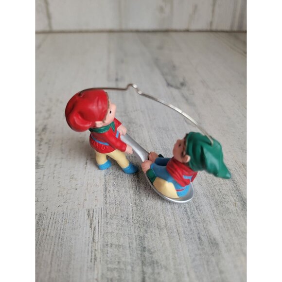 Hallmark 1990 spoon Rider elf ornament Xmas - Picture 3 of 4